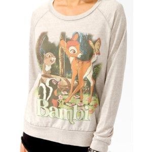 FOREVER 21 Disney Bambi Gray Raglan Sweatshirt